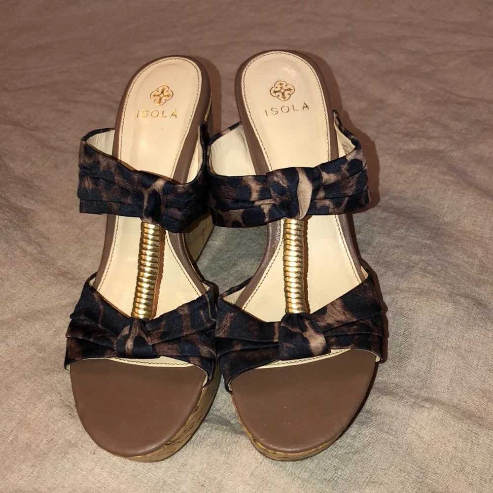 Isola Oma Leopard Print Wedge Sandals